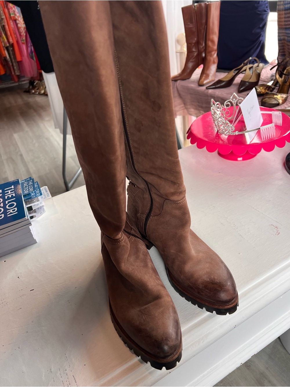 Women’s Tall Brown Suede Zip Riding Boots
